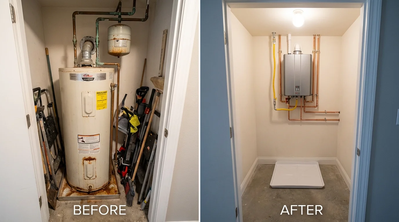 Tank water heater versus wall-mounted tankless unit comparison for Peoria, AZ homeowners